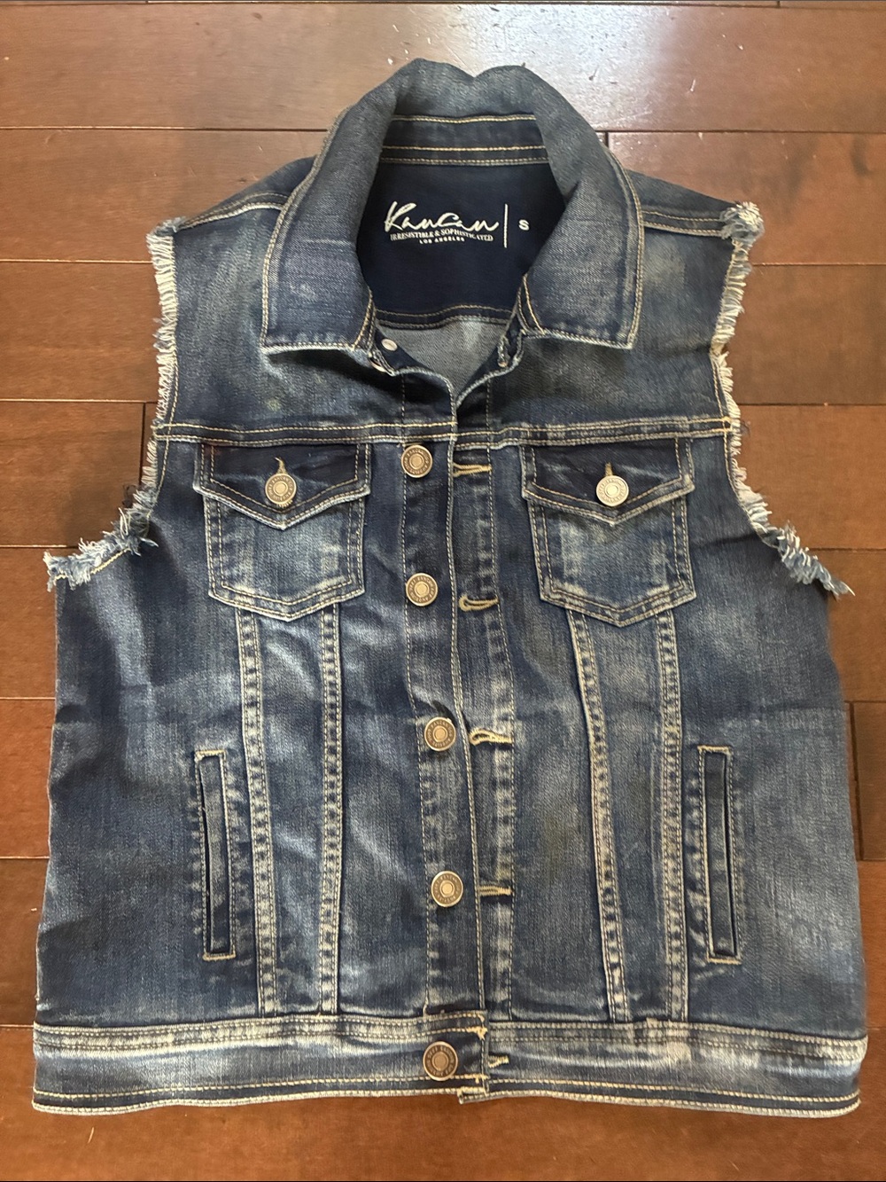 KanCan  Jean Denim Sleeveless Jacket - Washed Blue